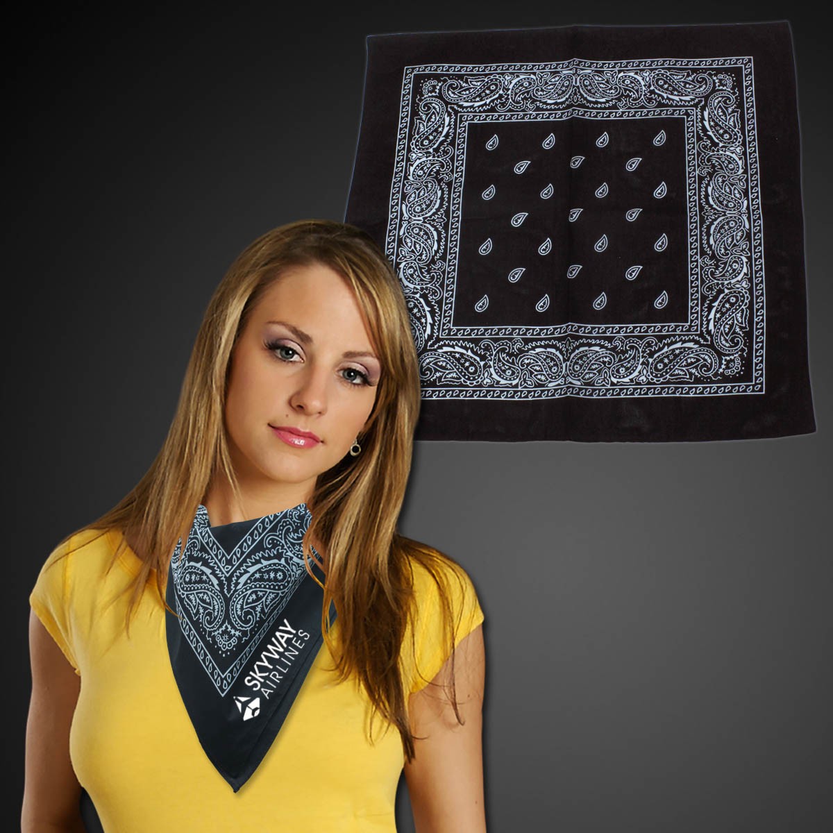 Black 22" x 22" Cotton Paisley Bandanas