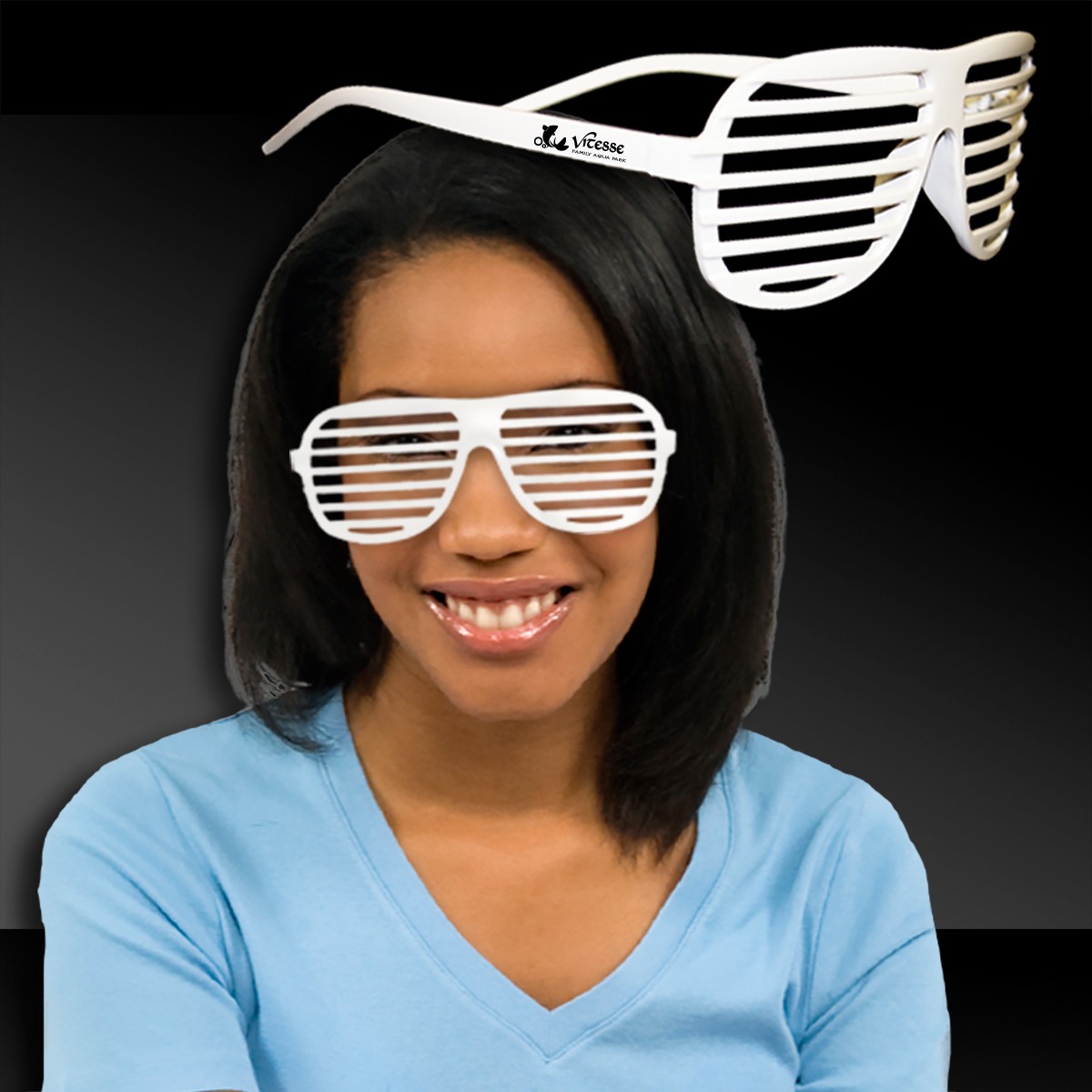 White Slotted Shutter Shade Eyeglasses 