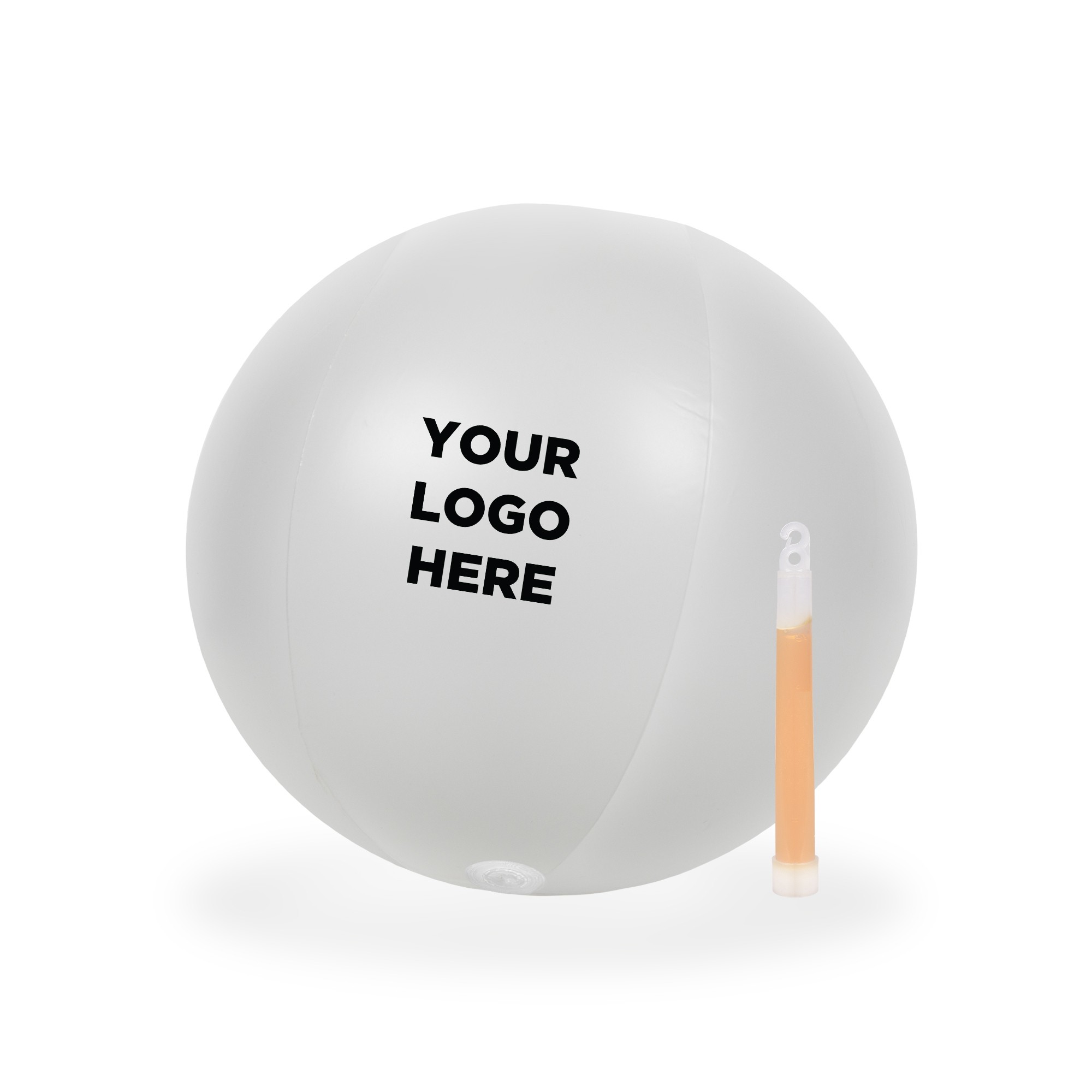 12 Inch Inflatable Beach Balls with 1 - 6 Inch WHITE Glow Stick