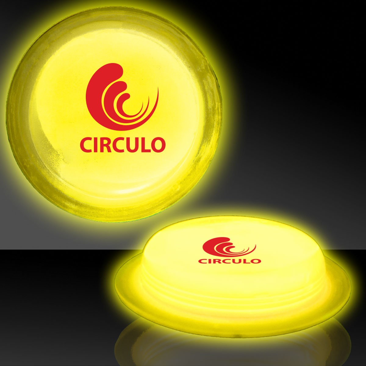 3" Yellow Glow Circle Badges 