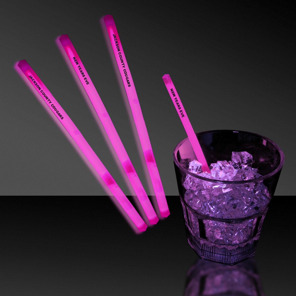 Pink 5 Glow Swizzle Sticks/Drink Stirrers