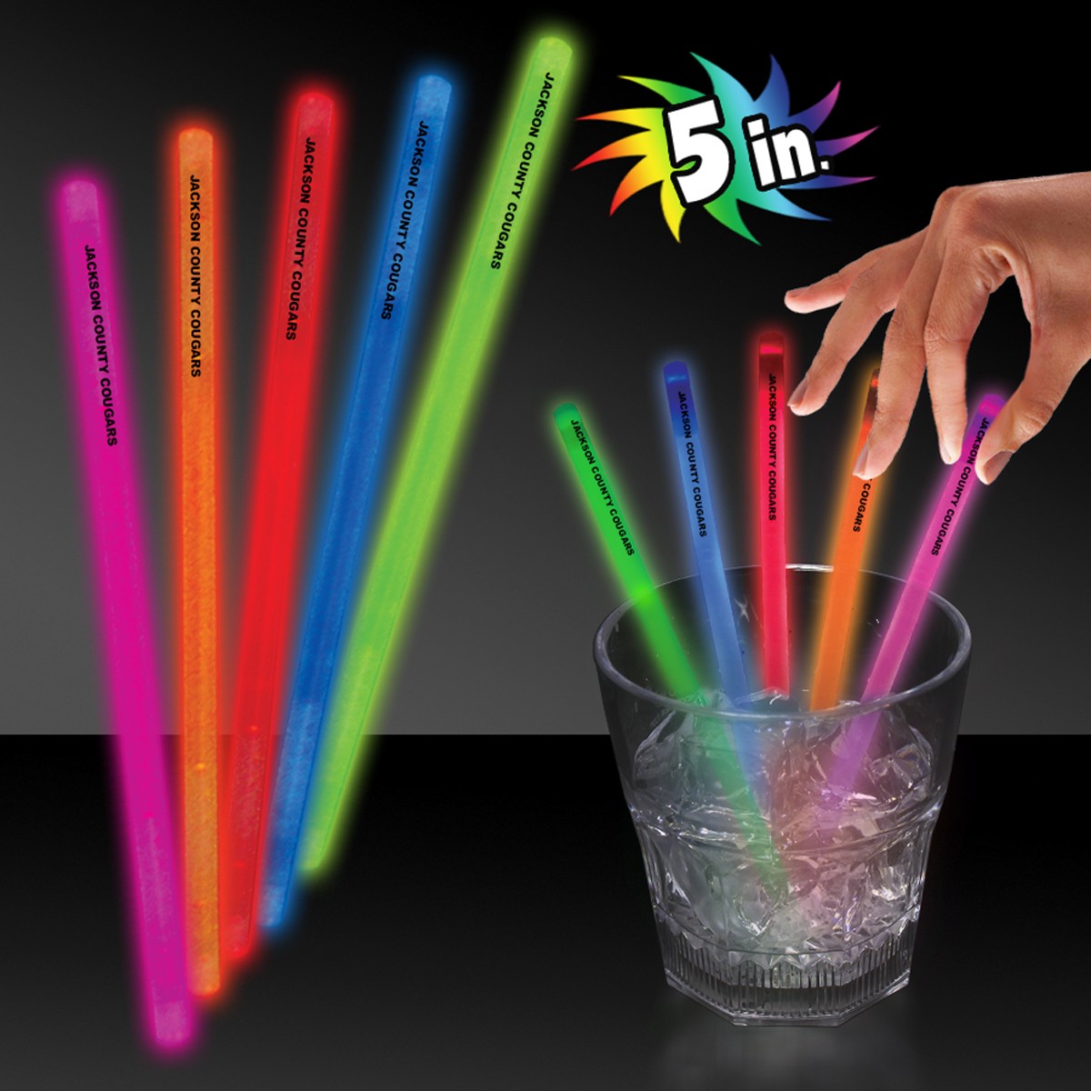 5 Glowing Swizzle Sticks/Drink Stirrers - Bar Supplies / Drinkware