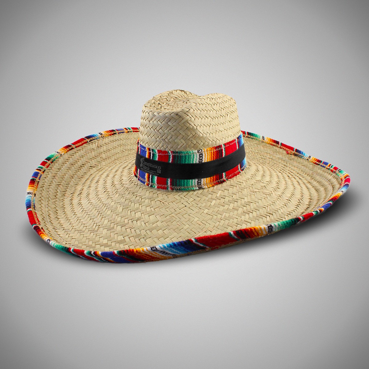 Giant Natural Straw Sombrero with Serape Trim (Imprintable Bands ...