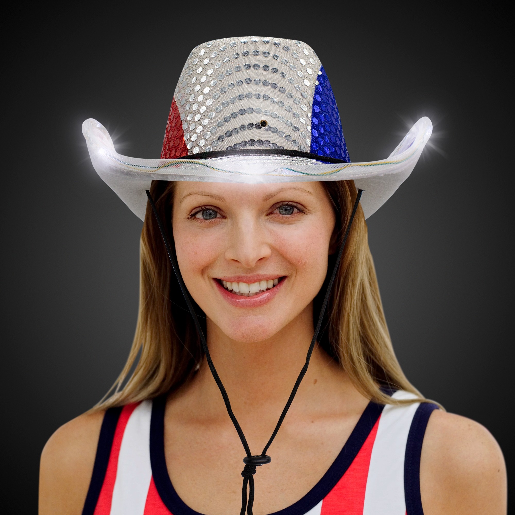 Patriotic LED Sequin Cowboy Hat