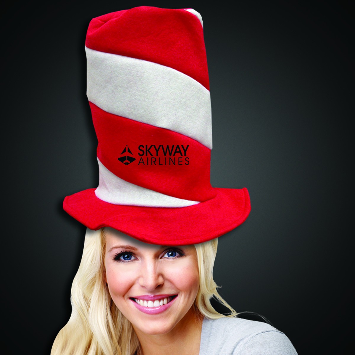 Red and White Candy Stripe Stove Pipe Hat 