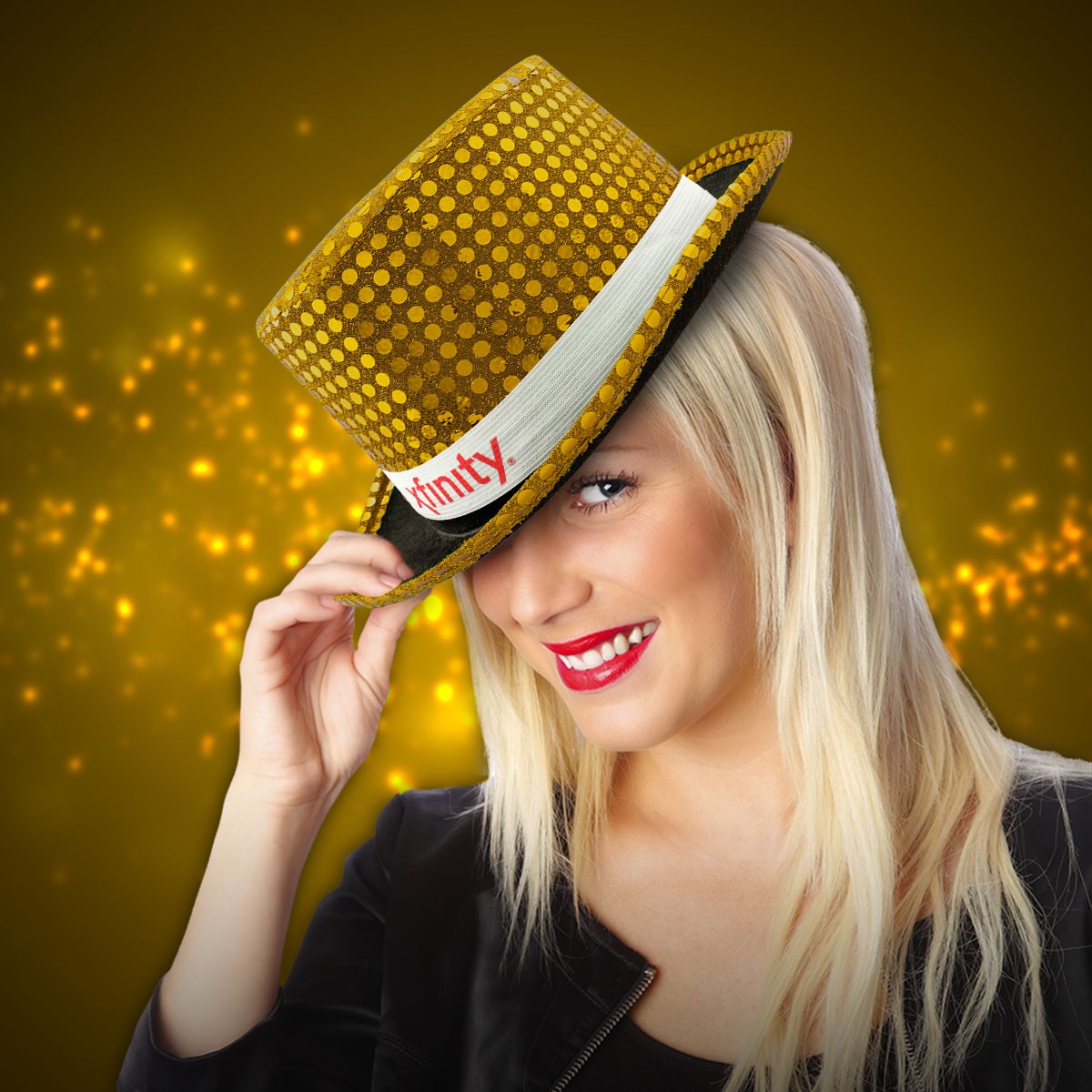 Gold Sequin Top Hats (Imprintable Bands Available)