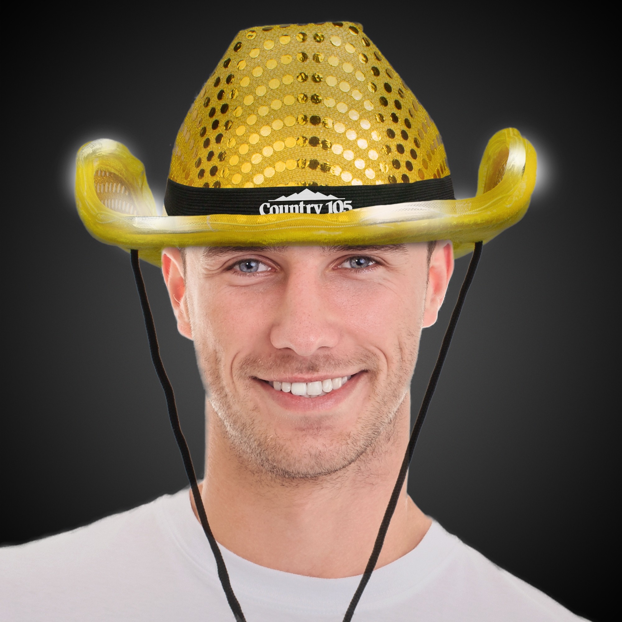 GOLD SEQUIN LED COWBOY HAT