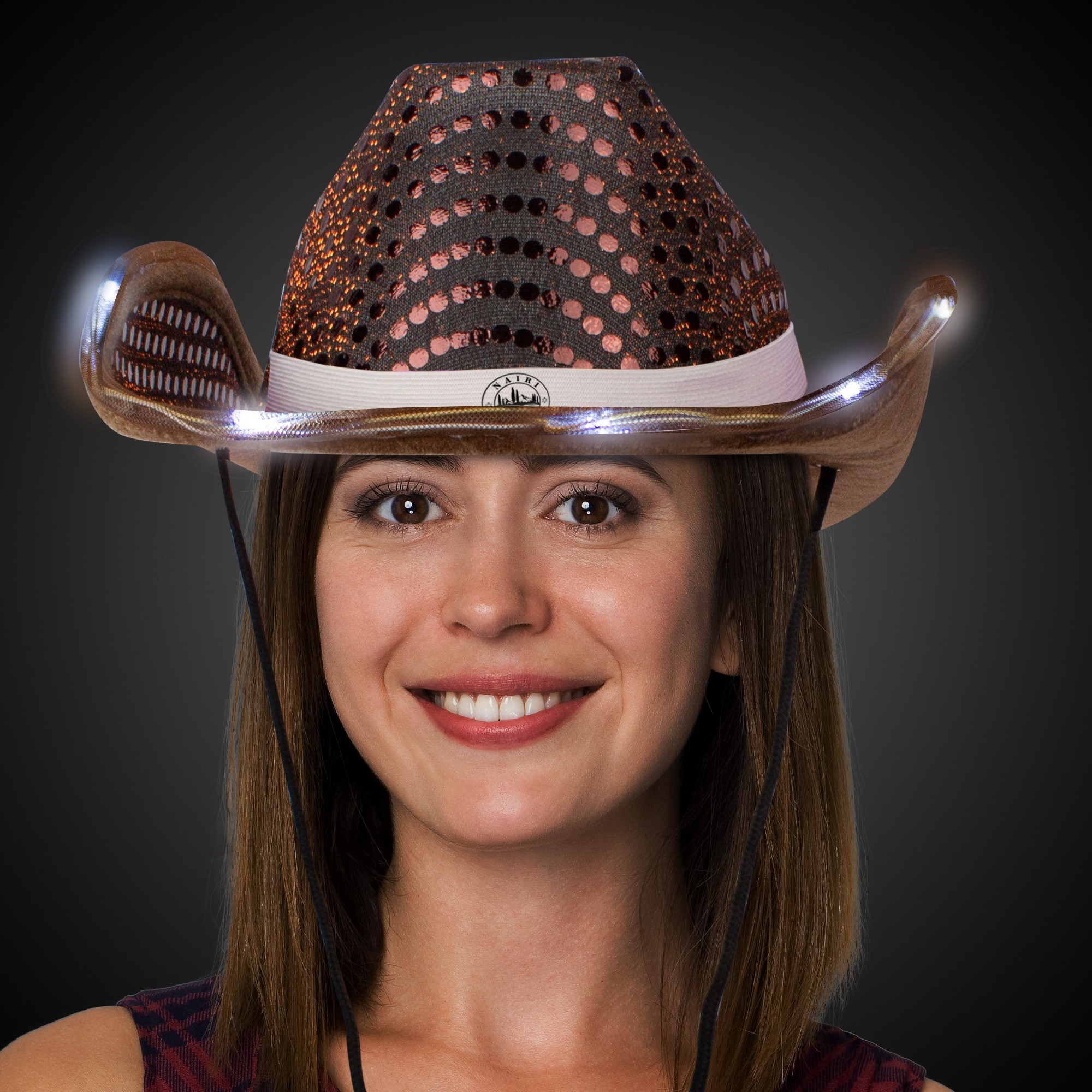 Brown Light Up Sequin Cowboy Hat
