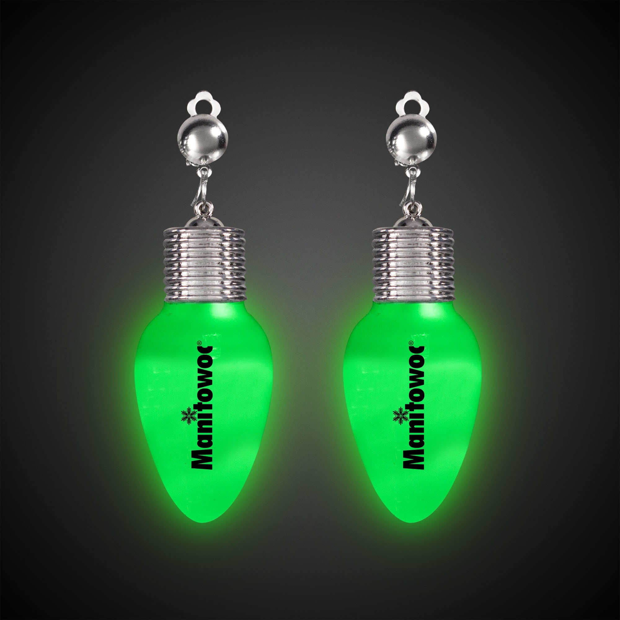 Green Bulb LED Clip-On Earrings