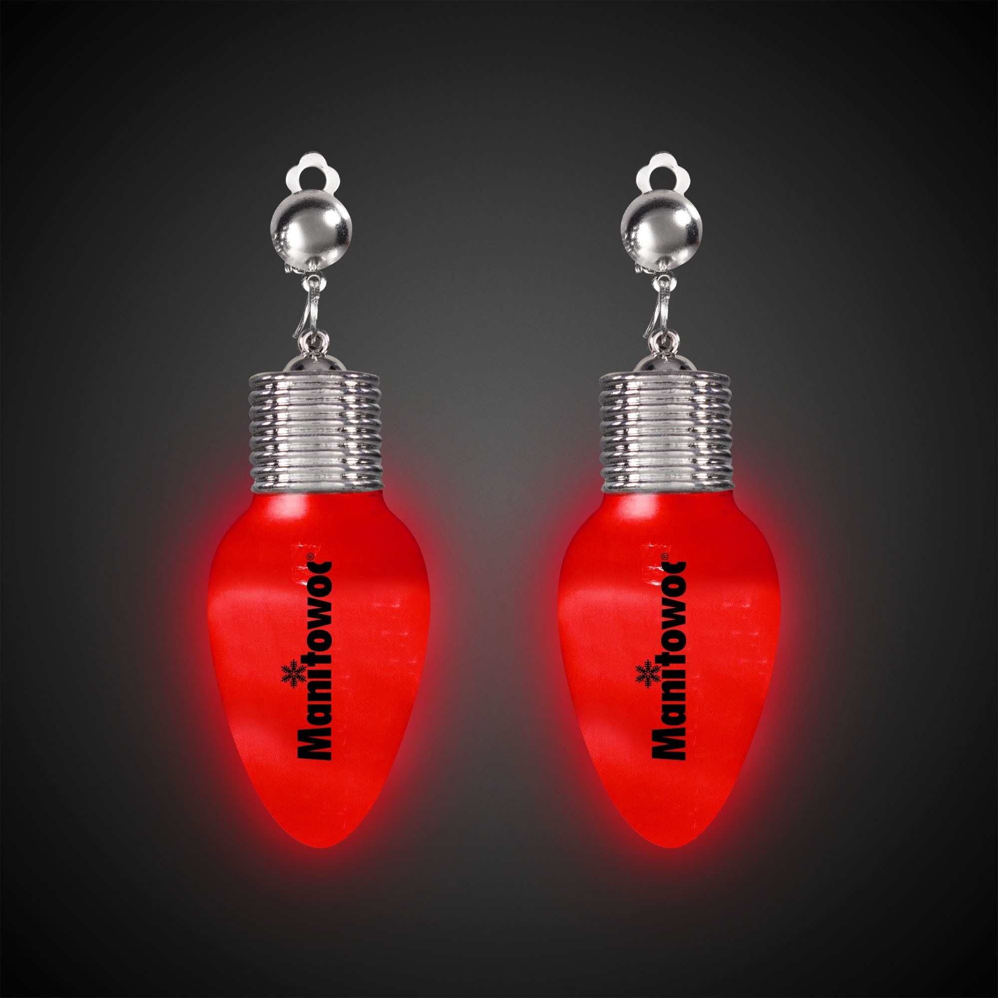 1 Pair Big Bulb Holiday Flashing Earrings Red Magic Seasons 702442 