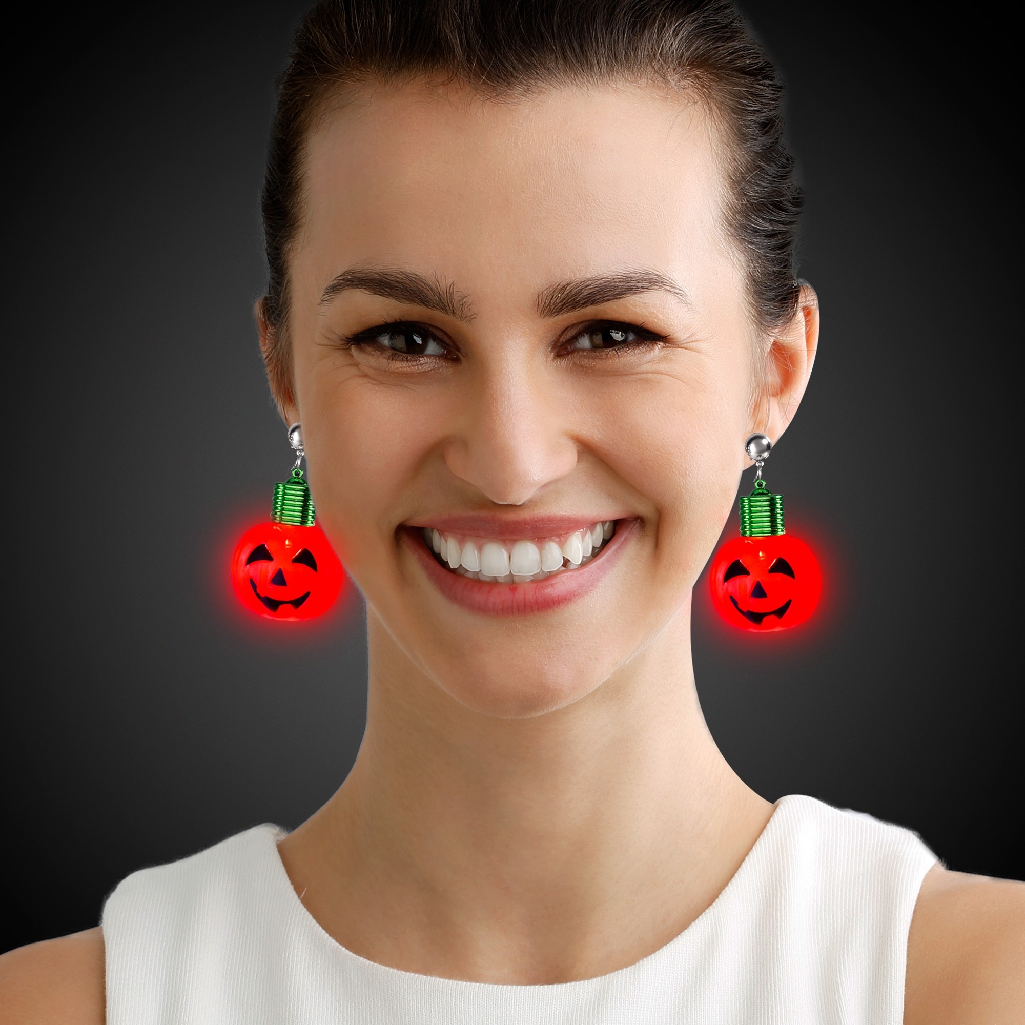 Jumbo Pumpkin LED Clip On Earrings