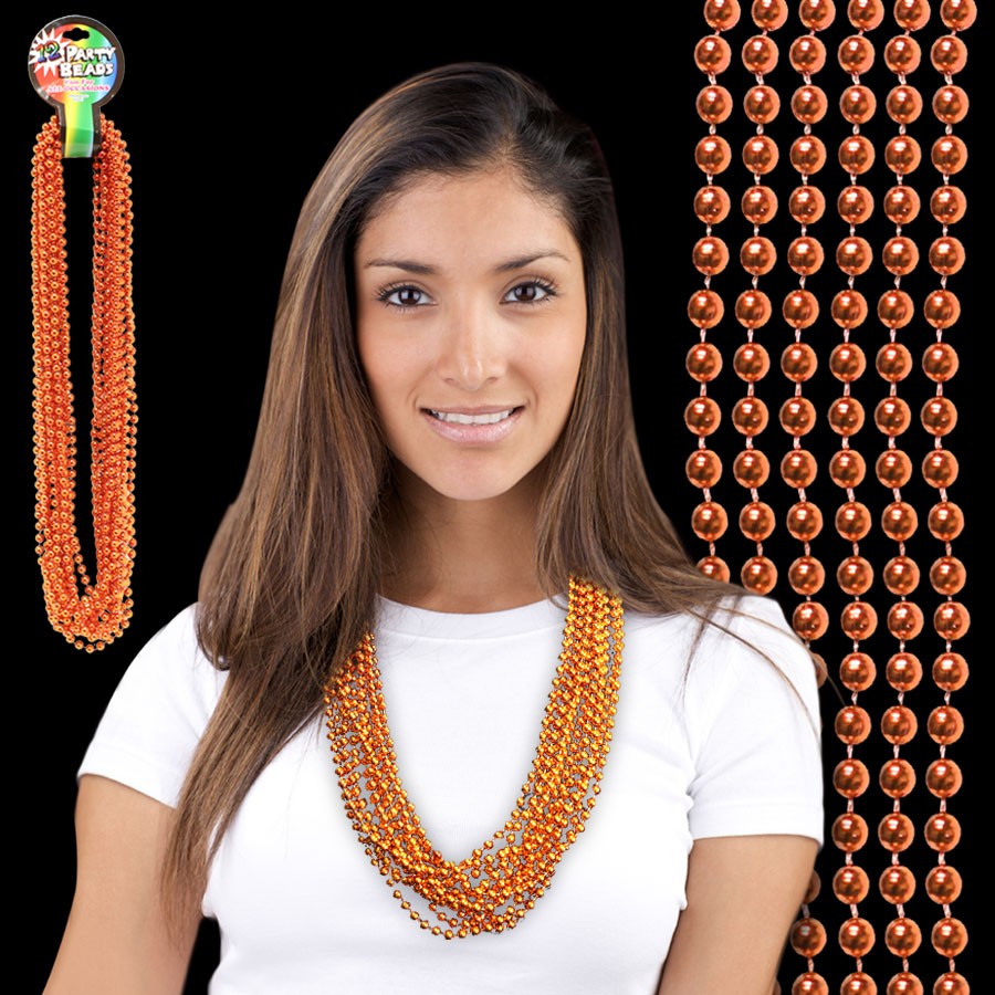 Metallic Orange Bead Necklaces 