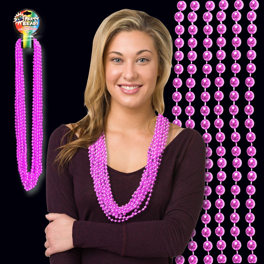 Light Pink Metallic Bead Necklaces 