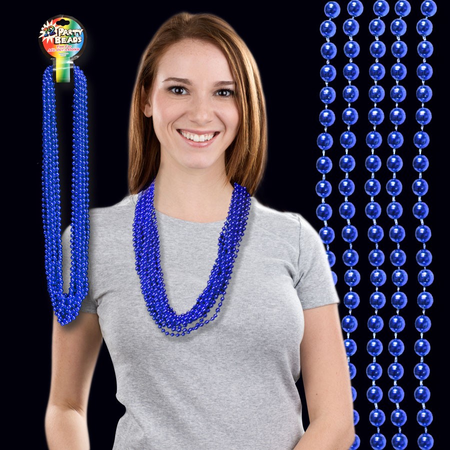 Blue Metallic Beaded Necklace 