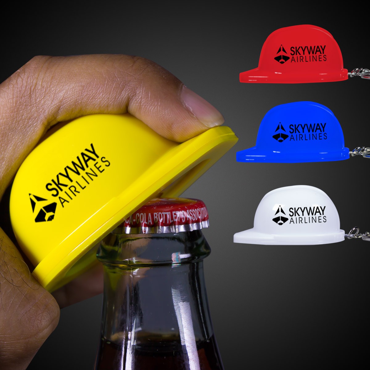 Plastic Construction Hat Bottle Opener Key Chains