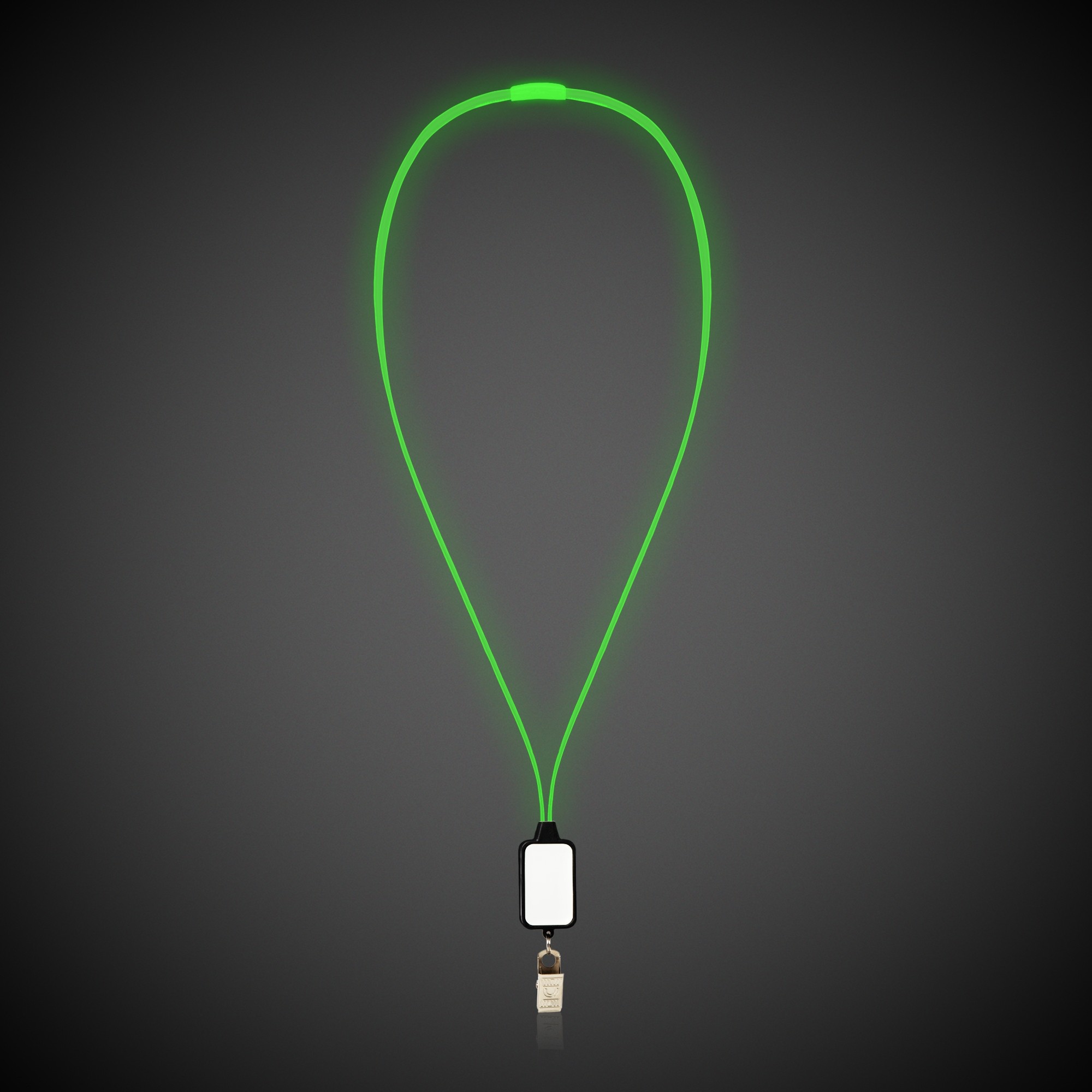 Light Up Green LED Lanyard with Badge Clip - Laser Engraved Items