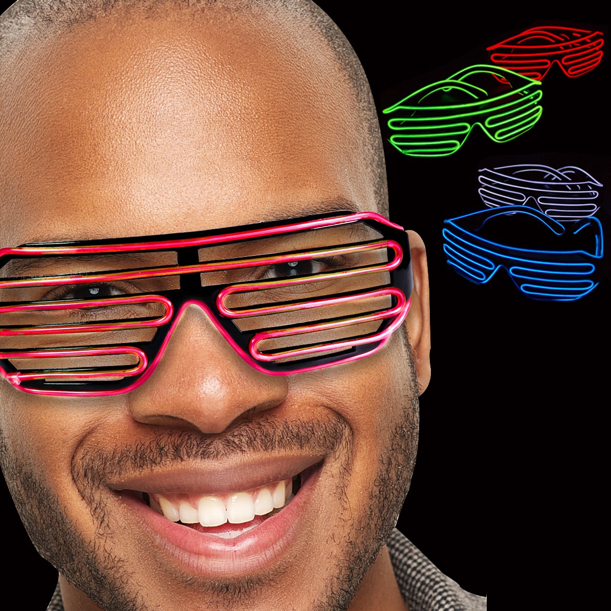 LED Slotted  EL Sunglasses - Variety of Colors 