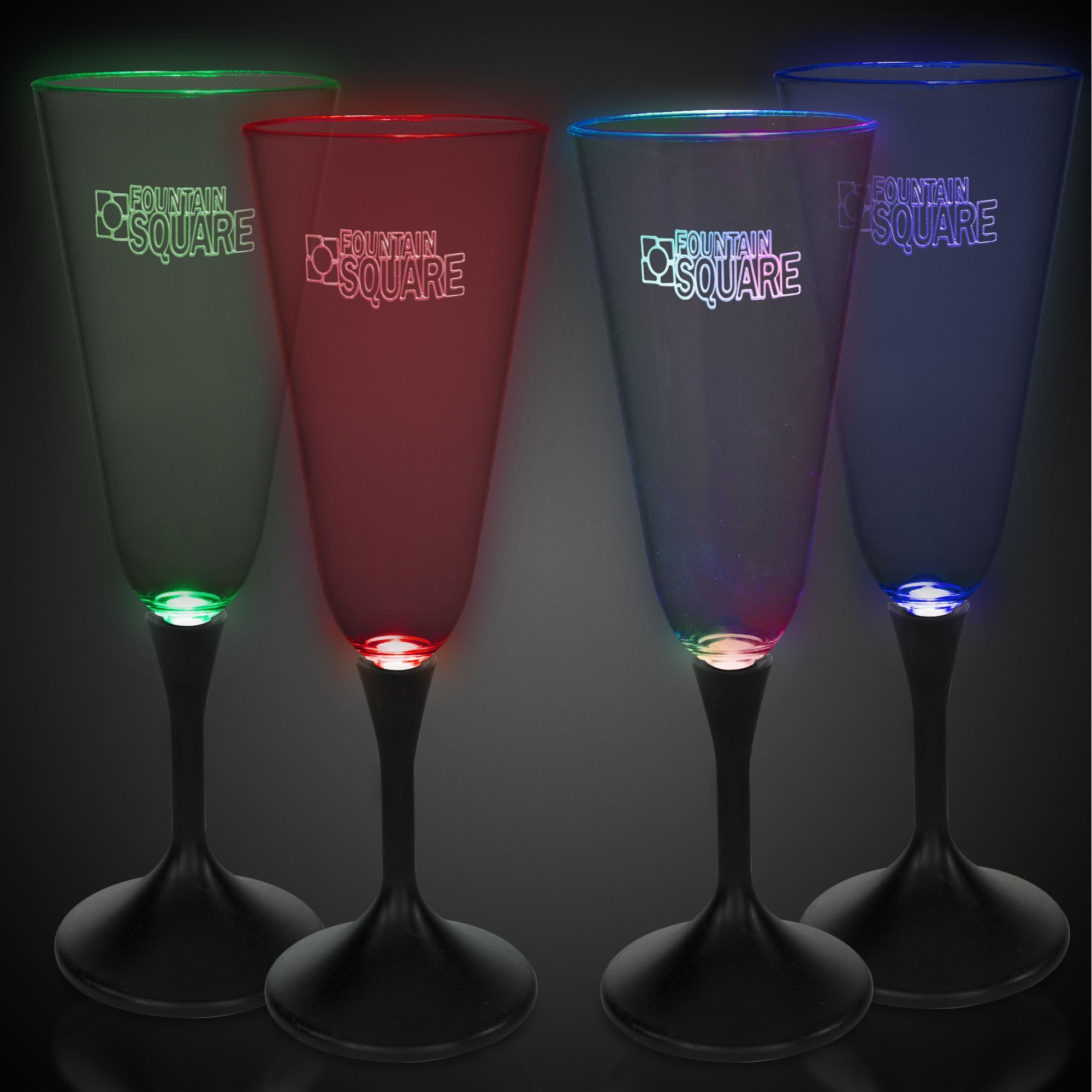 One glass, multi, green, blue, red color mode, lazer engraved