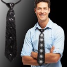 Black Sequin LED Neckties - 14"