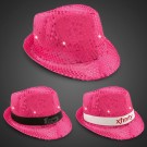 Neon Pink Sequin LED Fedora (Imprintable Bands Available)