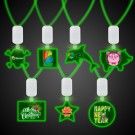 Clear Plastic Necklace with Plastic Medallion and Green LEDS