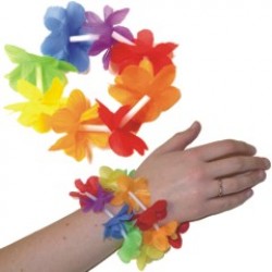 Multi-Color Silk Flower Lei Bracelets 