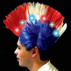 Red, White, and Blue Patriotic LED Mohawk Wig