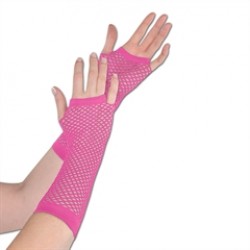 Pink Fishnet Gloves 