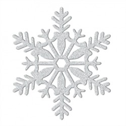 Silver Glitter Plastic Snowflakes - 11 Inch