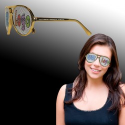 Gold Metallic Aviator Billboard Sunglasses 