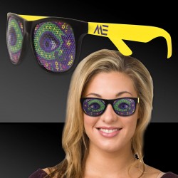 Neon Yellow Mardi Gras Eyes Billboard Sunglasses 