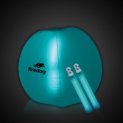 24 Inch Inflatable Beach Ball with 2 - 6 Inch AQUA Glow Sticks 