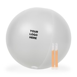 24 Inch Inflatable Beach Ball with 2 - 6 Inch WHITE Glow Sticks 
