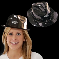 Black Plastic Fedora Hat 