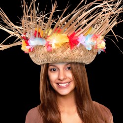 Natural Straw Beachcomber Hat with Flower Band 