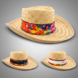 Natural Straw Gambler Hat with Band (Imprintable Bands Available)