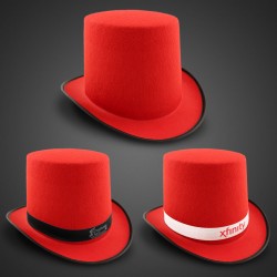 Red Felt Top Hat (Imprintable Bands Available)