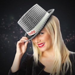 Silver Sequin Top Hats (Imprintable Bands Available)