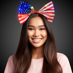 USA Flag Bow Light Up Headband