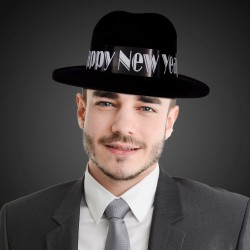Happy New Year   Black Velour Fedora 