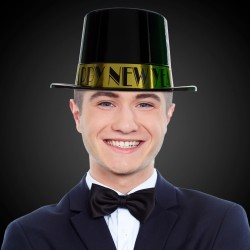 Happy New Year Black & Gold Top Hat