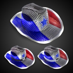 Red White & Blue LED Cowboy Hat with Black Band