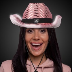Pink Light Up Sequin Cowboy Hat