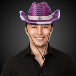 Purple Light Up Sequin Cowboy Hat