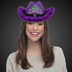 Purple Light Up Cowboy Hat w/ Tiara and Feather