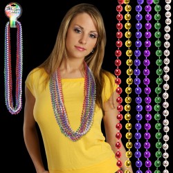 Assorted Color Metallic 33 Inch Beaded Necklaces 
