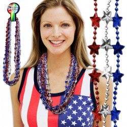 Red, Silver, Blue Star Beads
