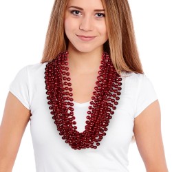 Red 33" 12mm Bead Necklaces