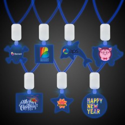 Clear Plastic Necklace with Plastic Medallion and Blue LEDS