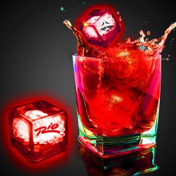 Red Imprinted Liquid Activated Light Up Ice Cubes